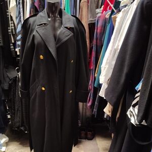 Austin Reed Black Trench Coat with Gold Buttons